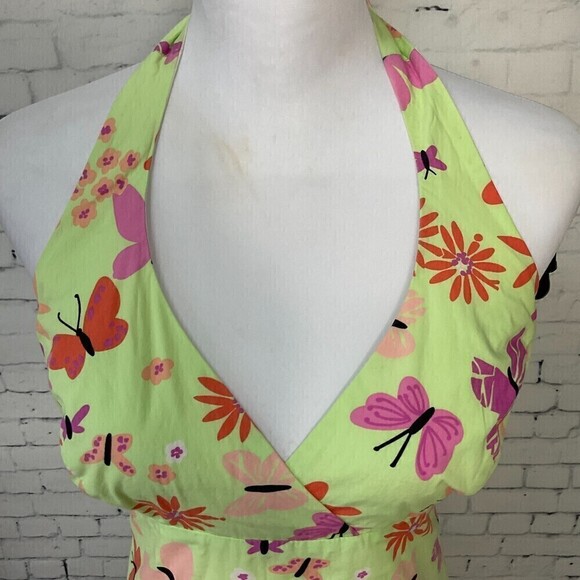 Lilly Pulitzer Womens Size 4 Dress Green Pink Butterfly Summer Halter Mini R2 - Picture 7 of 12